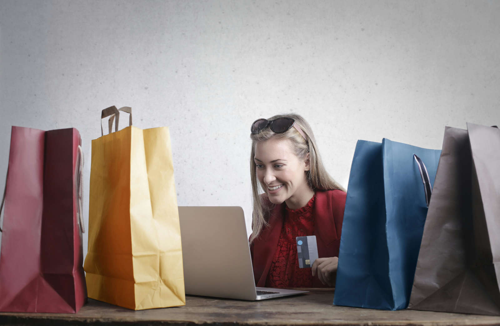 Woman happy to be shopping online.